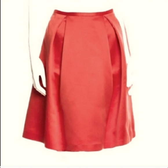 Ted Baker orange pleated skater knee length skirt new without tags - Picture 2 of 3